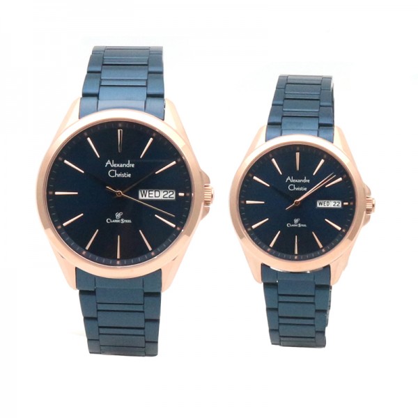 Alexandre Christie AC 8592 Rosegold Blue Couple